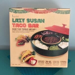 NIB Lazy Susan Taco Bar Serveware - Rotating Topping Tray